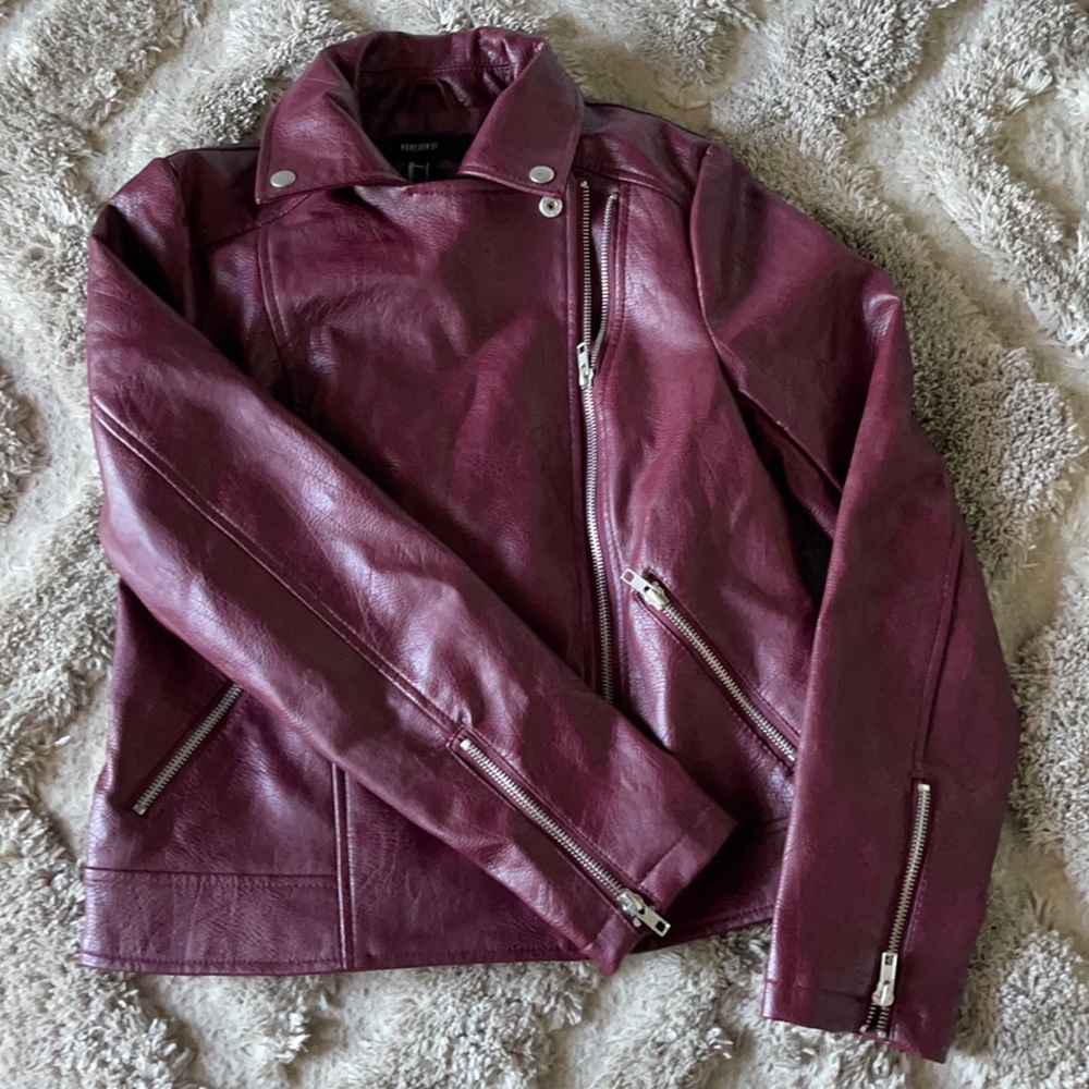 Faux Maroon leather jacket